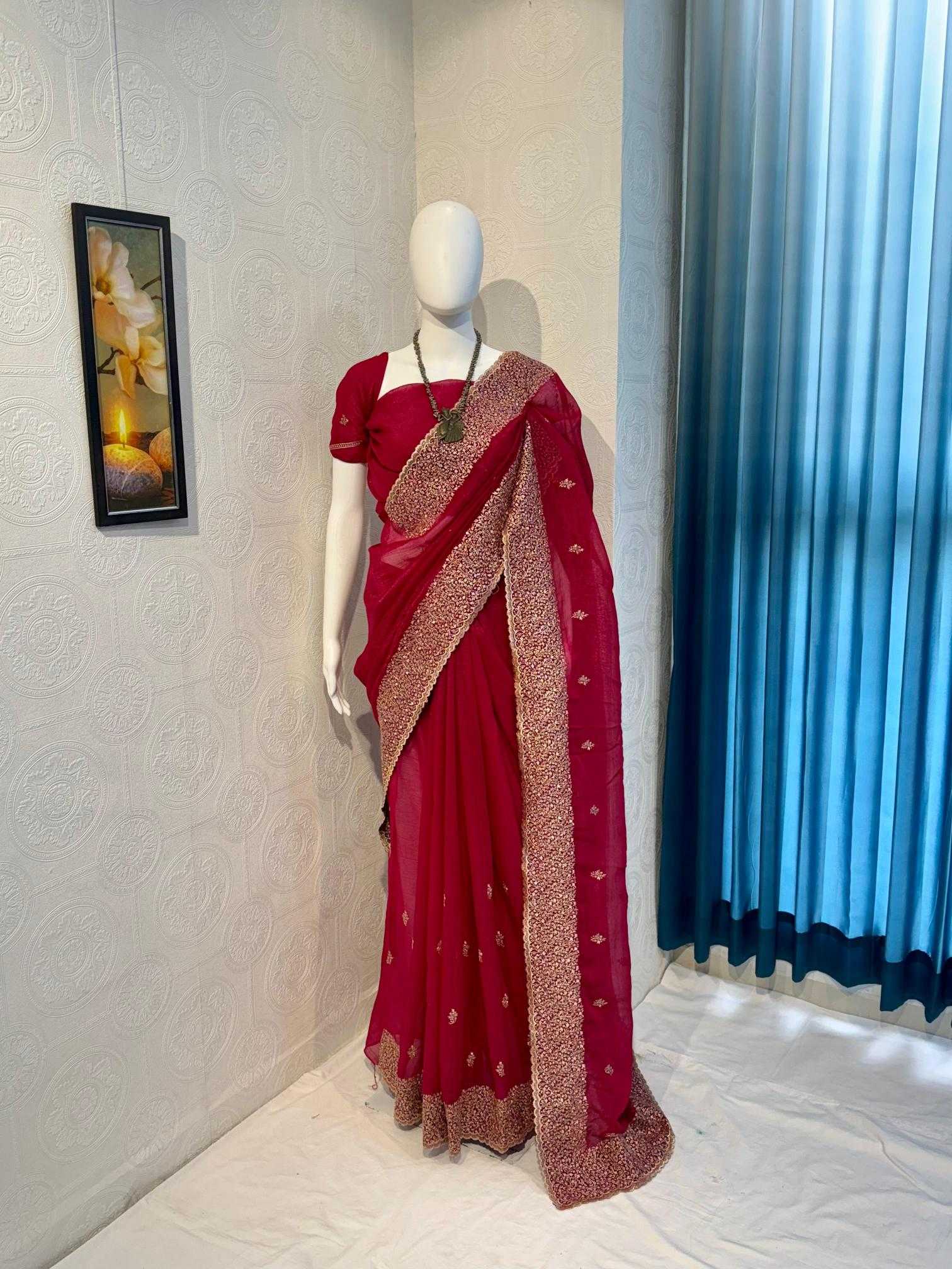 Ynf Crunchi RIN118 crunchy Sarees Wholesale Designer Sarees Embroidered Sarees Cutwork Saree Manufacturer