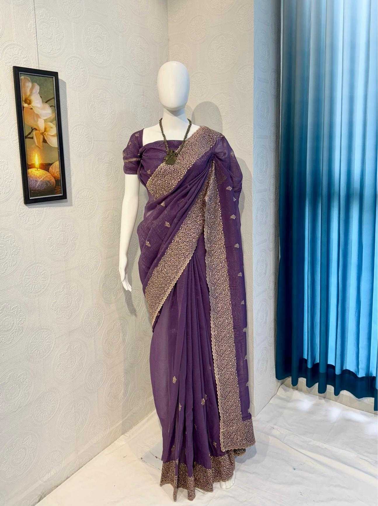 Ynf Crunchi RIN118 crunchy Sarees Wholesale Designer Sarees Embroidered Sarees Cutwork Saree Manufacturer