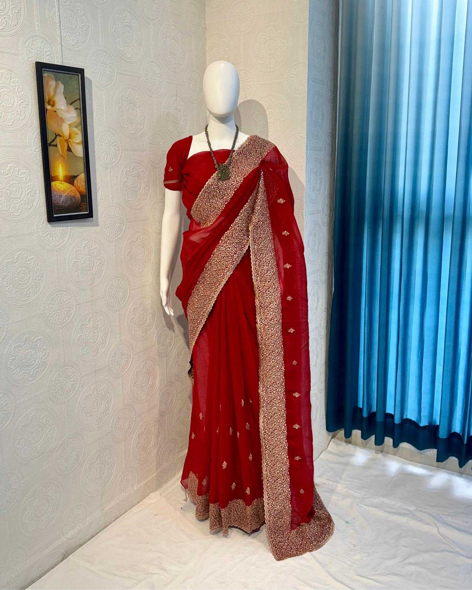 Ynf Crunchi RIN118 crunchy Sarees Wholesale Designer Sarees Embroidered Sarees Cutwork Saree Manufacturer