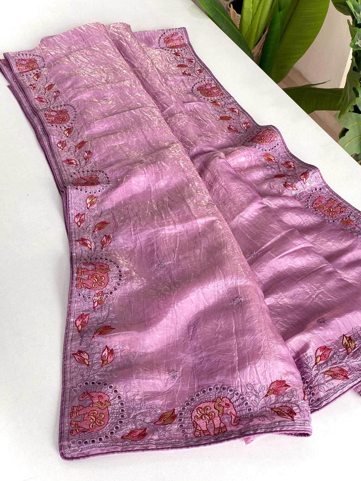 Ynf Crush Silk KESH249 Charvi Silk Sarees Wholesale Designer Silk Sarees Silk Sarees For Weddings Embroidered Silk Sarees Manufacturer