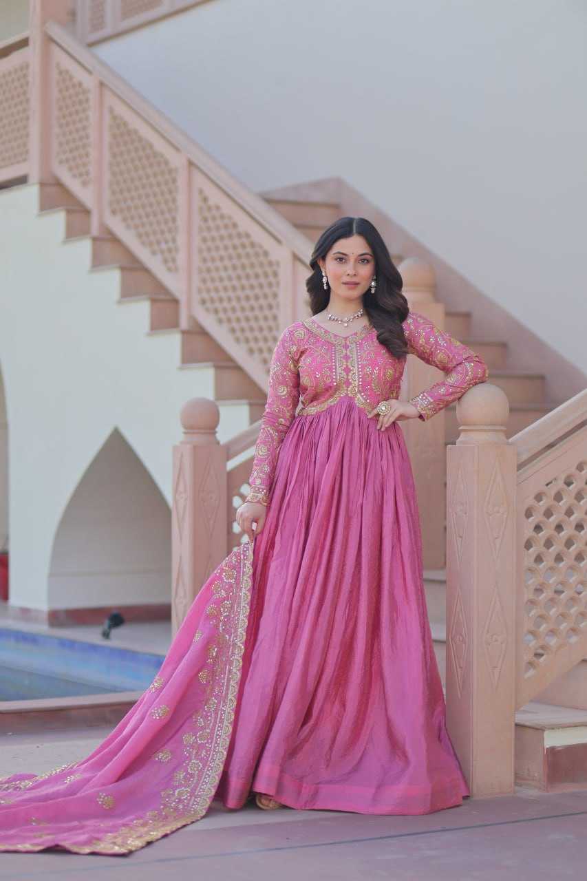 Ynf Crush Silk KESH491 9240 Gowns Wholesale Fancy Gowns Embroidery Gowns Long Gowns Manufacturer