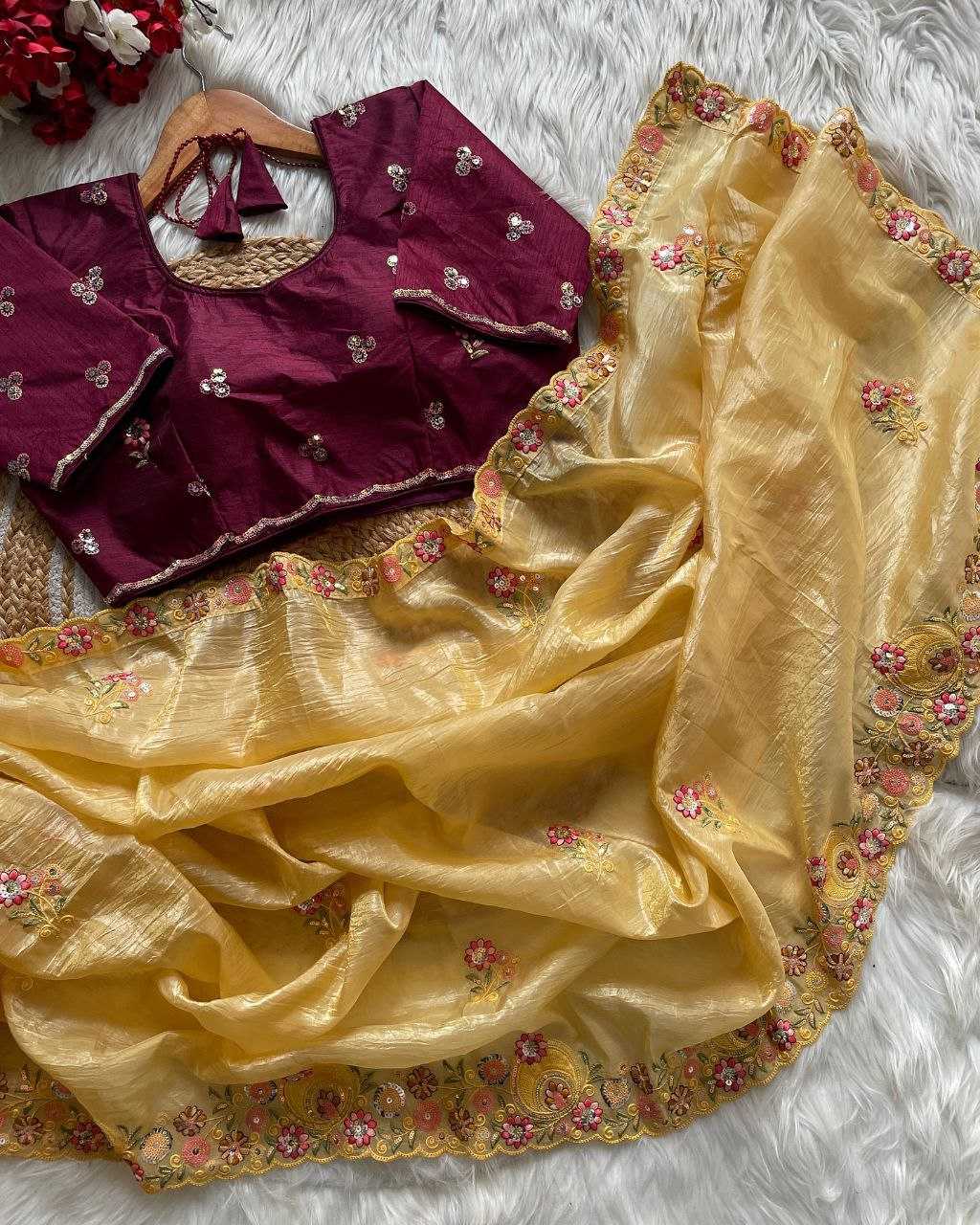 Ynf Crush Silk RIN188 Goldy Sarees Wholesale Party Wear Sarees Sequence Sarees Cutwork Saree Manufacturer