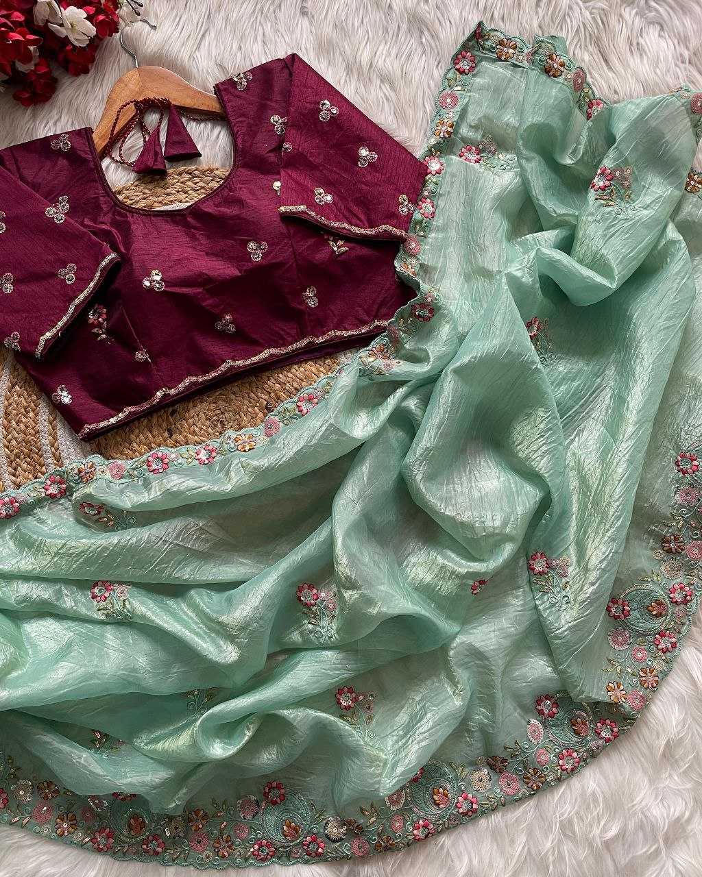 Ynf Crush Silk RIN188 Goldy Sarees Wholesale Party Wear Sarees Sequence Sarees Cutwork Saree Manufacturer