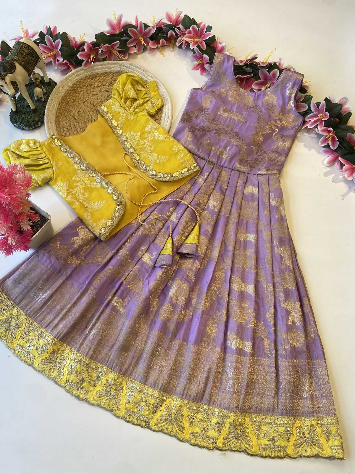 Ynf Dola Silk KESH493 COAT Kids Wear Wholesale Kids Gown Kids Ethnic Gowns Manufacturer