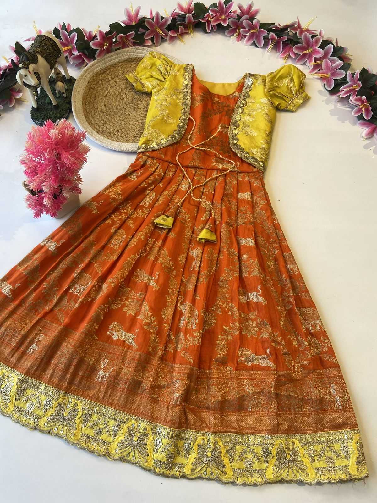 Ynf Dola Silk KESH493 COAT Kids Wear Wholesale Kids Gown Kids Ethnic Gowns Manufacturer