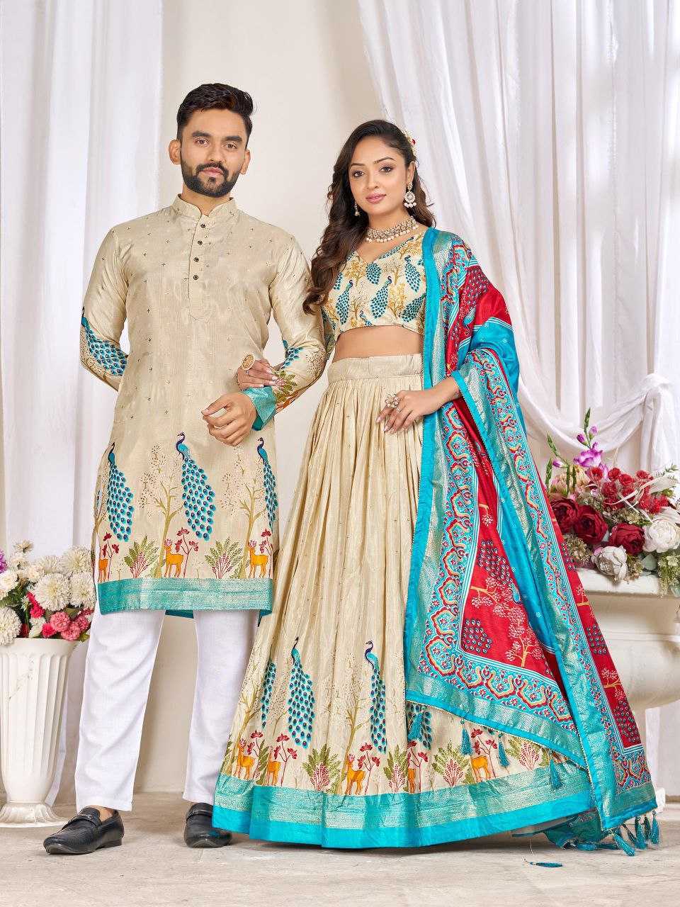 Ynf Dola Silk KESH511 LOVE BIRDS Couple Wear Wholesale Festive Matching Couple Dresses Party Wear Couple Ethnic Collection Designer Ethnic Outfits for Couples Manufacturer