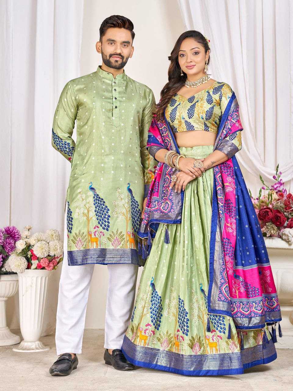 Ynf Dola Silk KESH511 LOVE BIRDS Couple Wear Wholesale Festive Matching Couple Dresses Party Wear Couple Ethnic Collection Designer Ethnic Outfits for Couples Manufacturer