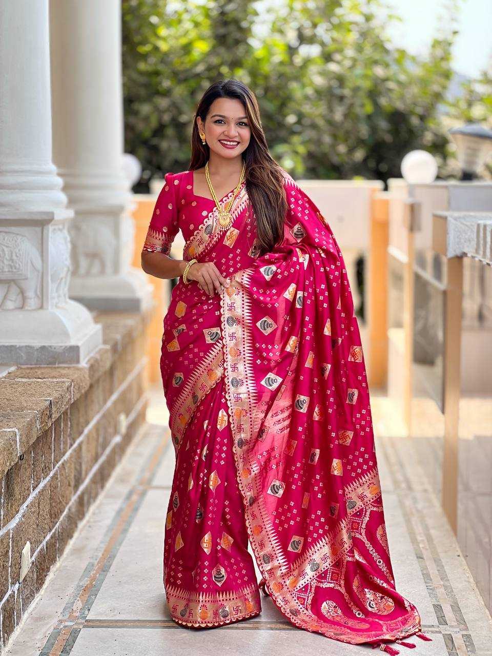 Ynf Dola Silk RIN150 Swastik Silk Sarees Wedding Collections Festive Collections Wholesale Dola Silk Sarees Traditional Silk Sarees Silk Sarees With Blouse Manufacturer