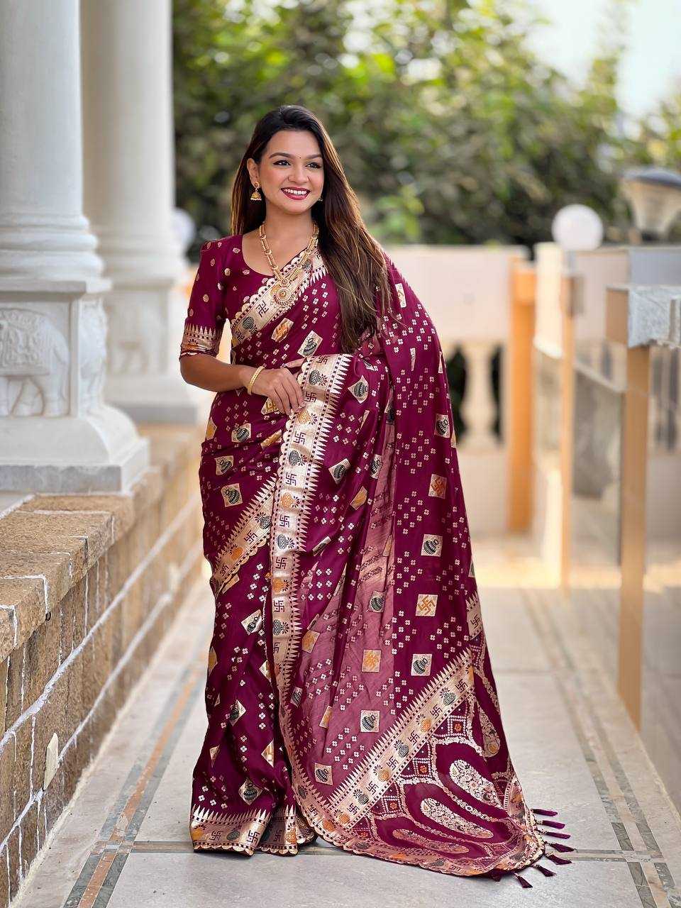 Ynf Dola Silk RIN150 Swastik Silk Sarees Wedding Collections Festive Collections Wholesale Dola Silk Sarees Traditional Silk Sarees Silk Sarees With Blouse Manufacturer