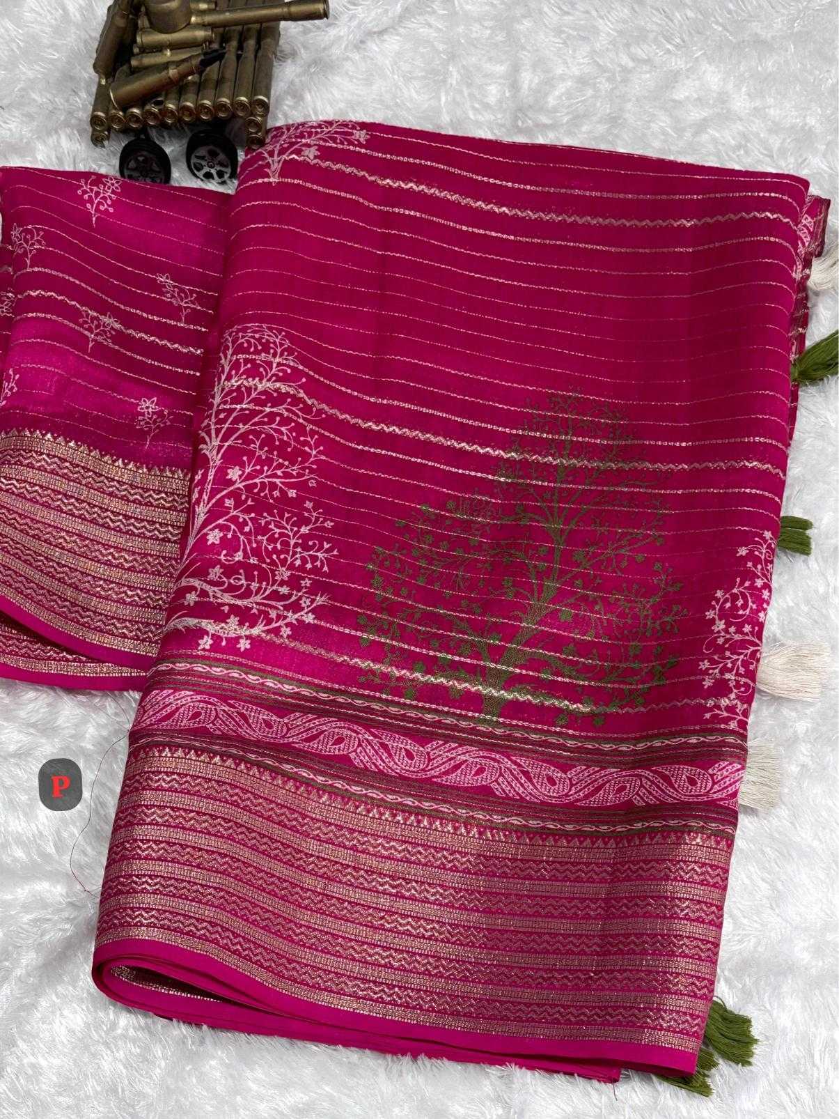 Ynf Dull Moss KESH500 Karishma Sarees Wholesale Printed Sarees Jacquard Saree Zari Border Sarees Manufacturer