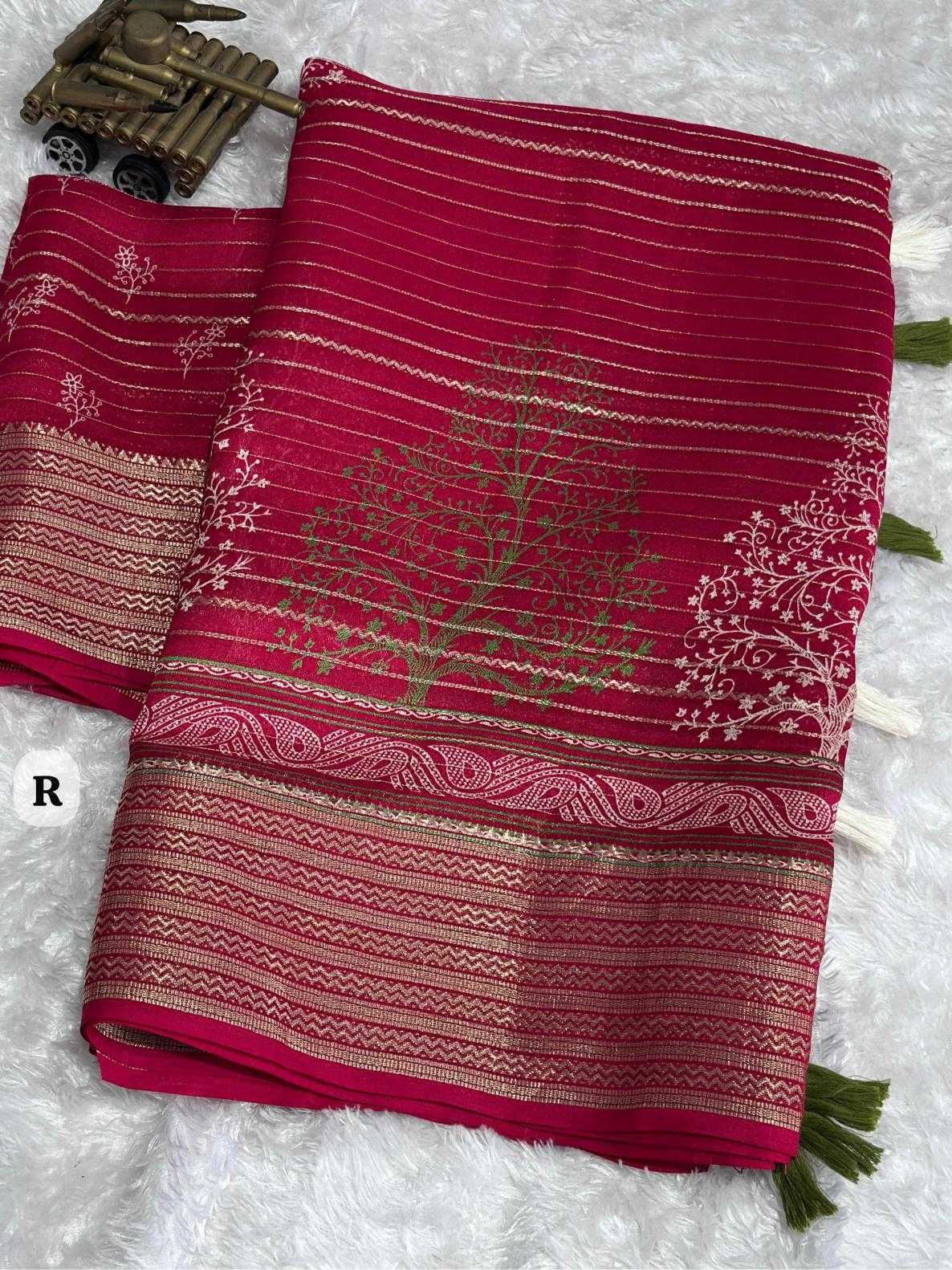 Ynf Dull Moss KESH500 Karishma Sarees Wholesale Printed Sarees Jacquard Saree Zari Border Sarees Manufacturer