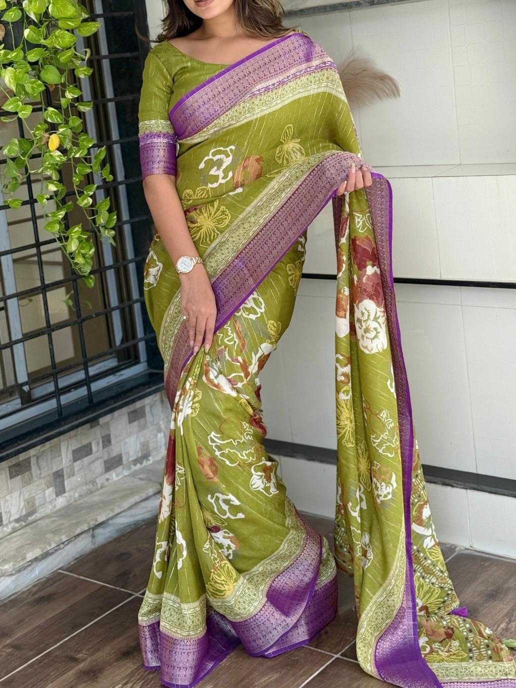 Ynf Dull Moss KESH500 Lovebird Sarees Wholesale Designer Sarees Jacquard Saree Zari Border Sarees Manufacturer