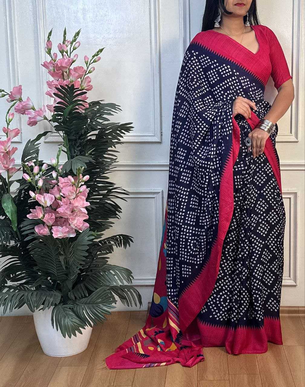 Ynf Dull Moss RIN218 PANCHI BANDHANI Sarees Wholesale Fancy Sarees Printed Sarees Bandhani Bandhej Sarees Manufacturer