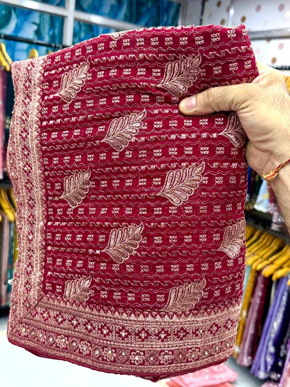 Ynf Fancy KESH114 4262 Sarees Wholesale Embroidered Sarees Stone Work Saree Zari Border Sarees Manufacturer