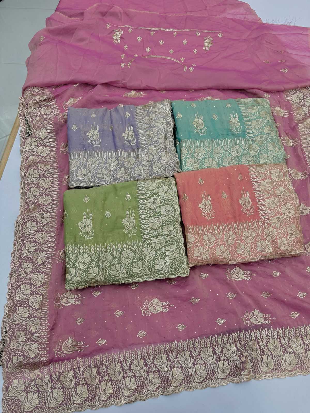 Ynf Fancy KESH114 4320 Sarees Wholesale Embroidered Sarees Stone Work Saree Zari Border Sarees Manufacturer