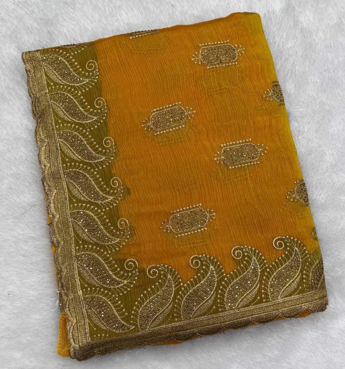 Ynf Fancy KESH114 7264 Sarees Wholesale Embroidered Sarees Stone Work Saree Zari Border Sarees Manufacturer