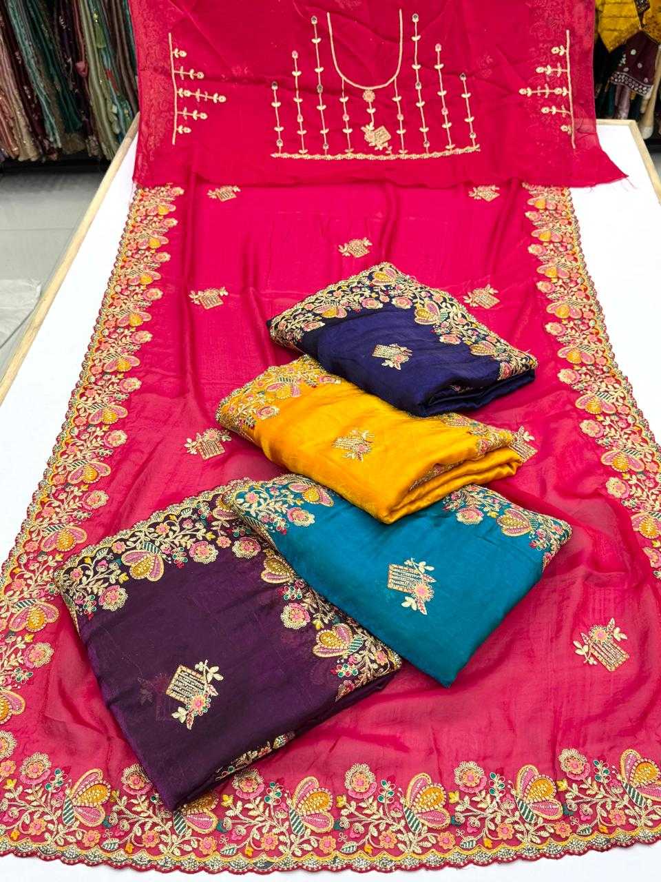 Ynf Fancy KESH114 8621 Sarees Wholesale Embroidered Sarees Stone Work Saree Zari Border Sarees Manufacturer