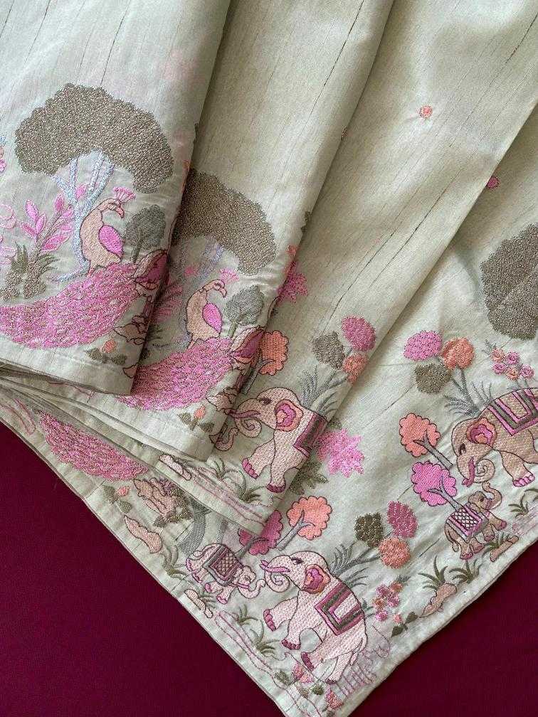 Ynf Fancy KESH249 SPRING VALLEY Sarees Festive Collections Wholesale Embroidered Sarees Tussar Sarees Onam Collections Manufacturer