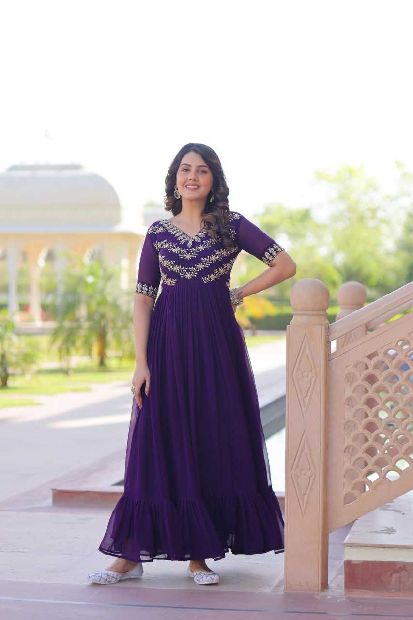 Ynf Faux Blooming KESH489 1172 Gowns Wholesale Fancy Gowns Embroidery Gowns Party Gowns Manufacturer
