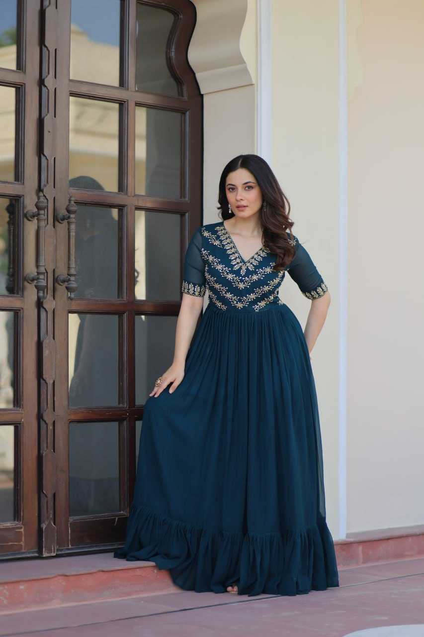 Ynf Faux Blooming KESH489 1172 Gowns Wholesale Fancy Gowns Embroidery Gowns Party Gowns Manufacturer