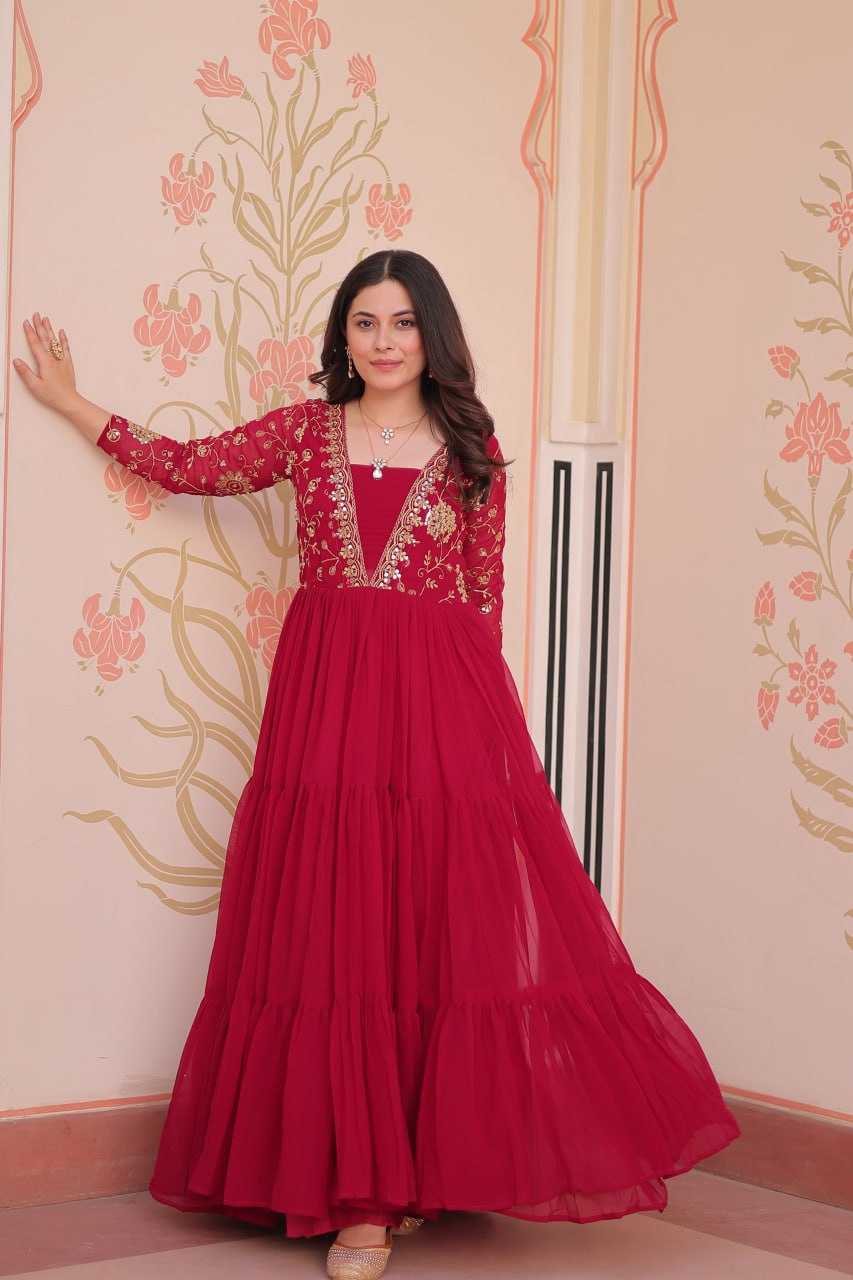 Ynf Faux Blooming KESH491 9237 Gowns Wholesale Printed Gowns Embroidery Gowns Party Gowns Manufacturer