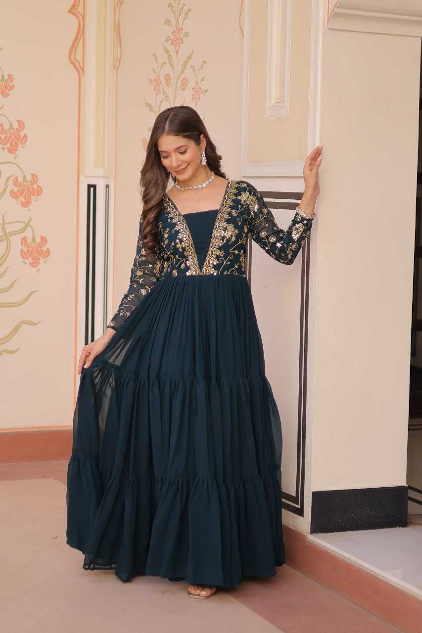 Ynf Faux Blooming KESH491 9237 Gowns Wholesale Printed Gowns Embroidery Gowns Party Gowns Manufacturer