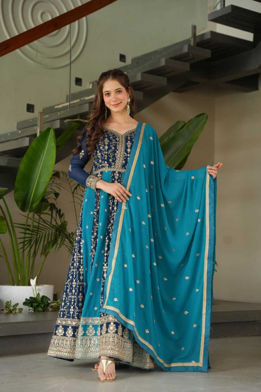 Ynf Faux Blooming KESH491 9250 Gowns Wholesale Gown With Dupatta Sequin Gowns Manufacturer