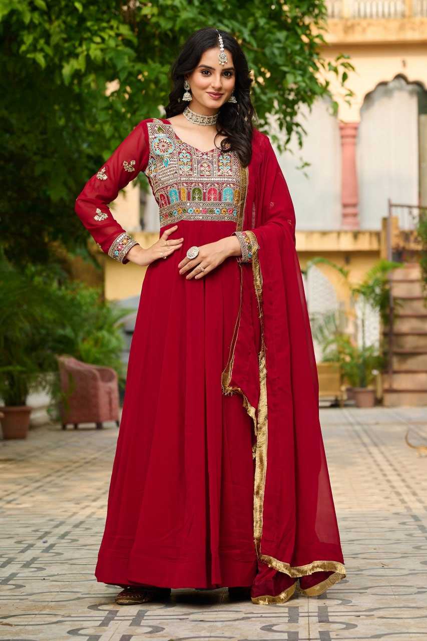 Ynf Faux Blooming KESH491 9252 Gowns Wedding Collections Festive Collections Wholesale Embroidery Gowns Full Sleeve Gowns Sequin Gowns Manufacturer