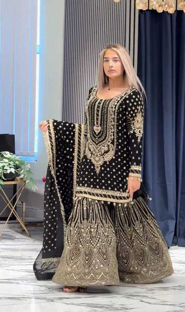 Ynf Faux Georgette KESH141 210 Suits & Dresses Wedding Collections Festive Collections Wholesale Palazzo Suit Designer Suits Embroidered Suits Manufacturer