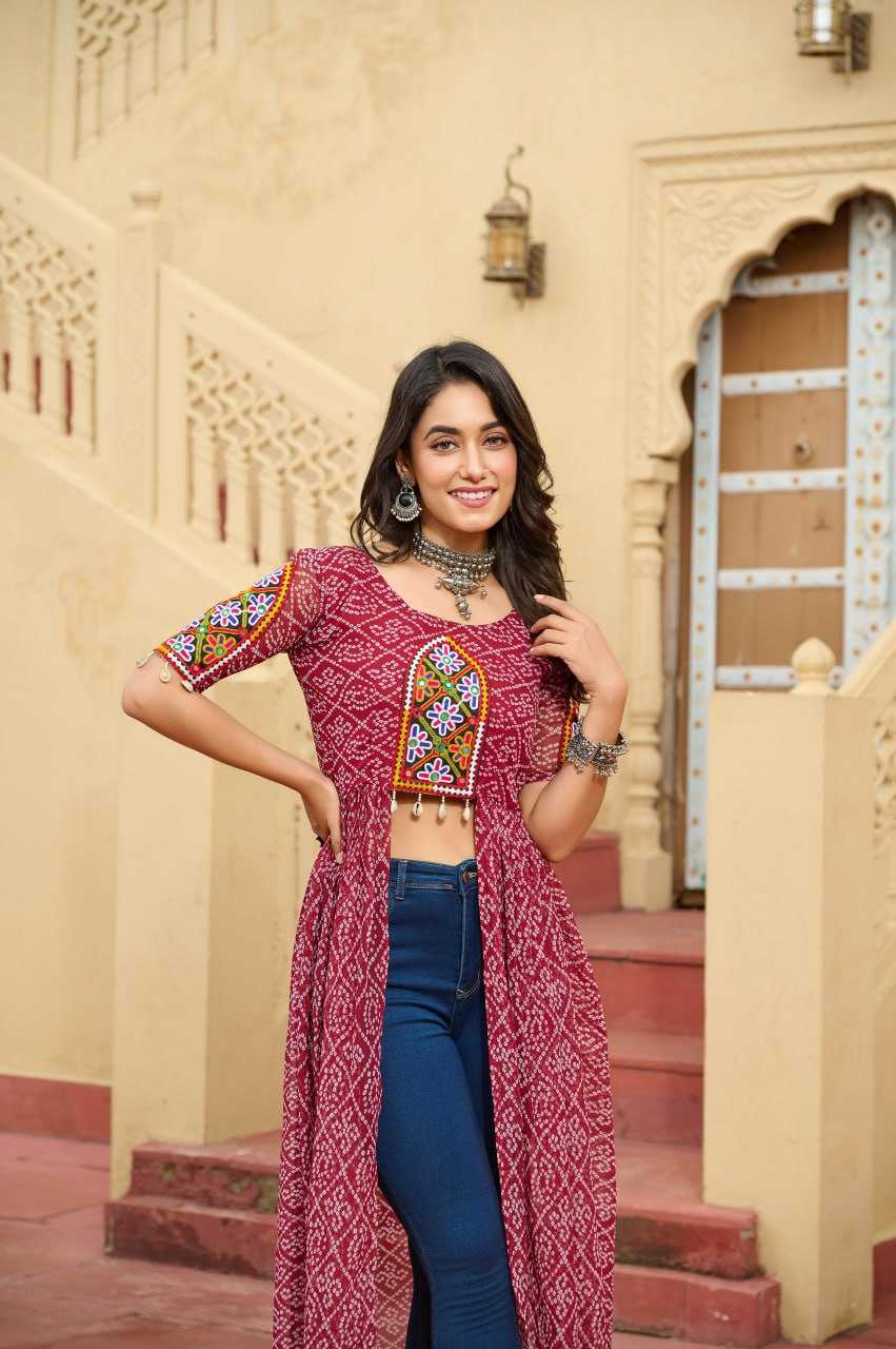 Ynf Faux Georgette KESH489 1189 Kurti Festive Collections Wholesale Festive Kurtis Bandhani Kurtis Manufacturer