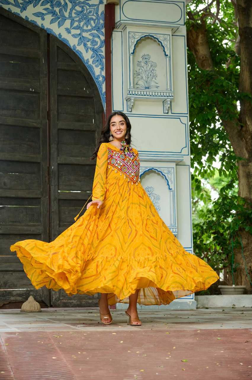 Ynf Faux Georgette KESH489 1194 Gowns Festive Collections Wholesale Georgette Gown Navratri Chaniya Choli Manufacturer