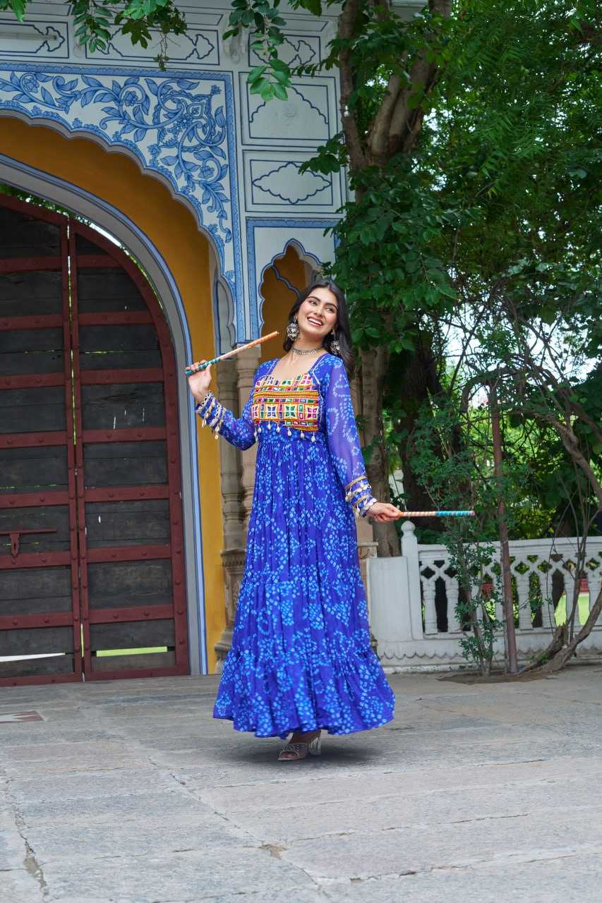 Ynf Faux Georgette KESH489 1195 Gowns Festive Collections Wholesale Printed Gowns Georgette Gown Full Sleeve Gowns Manufacturer