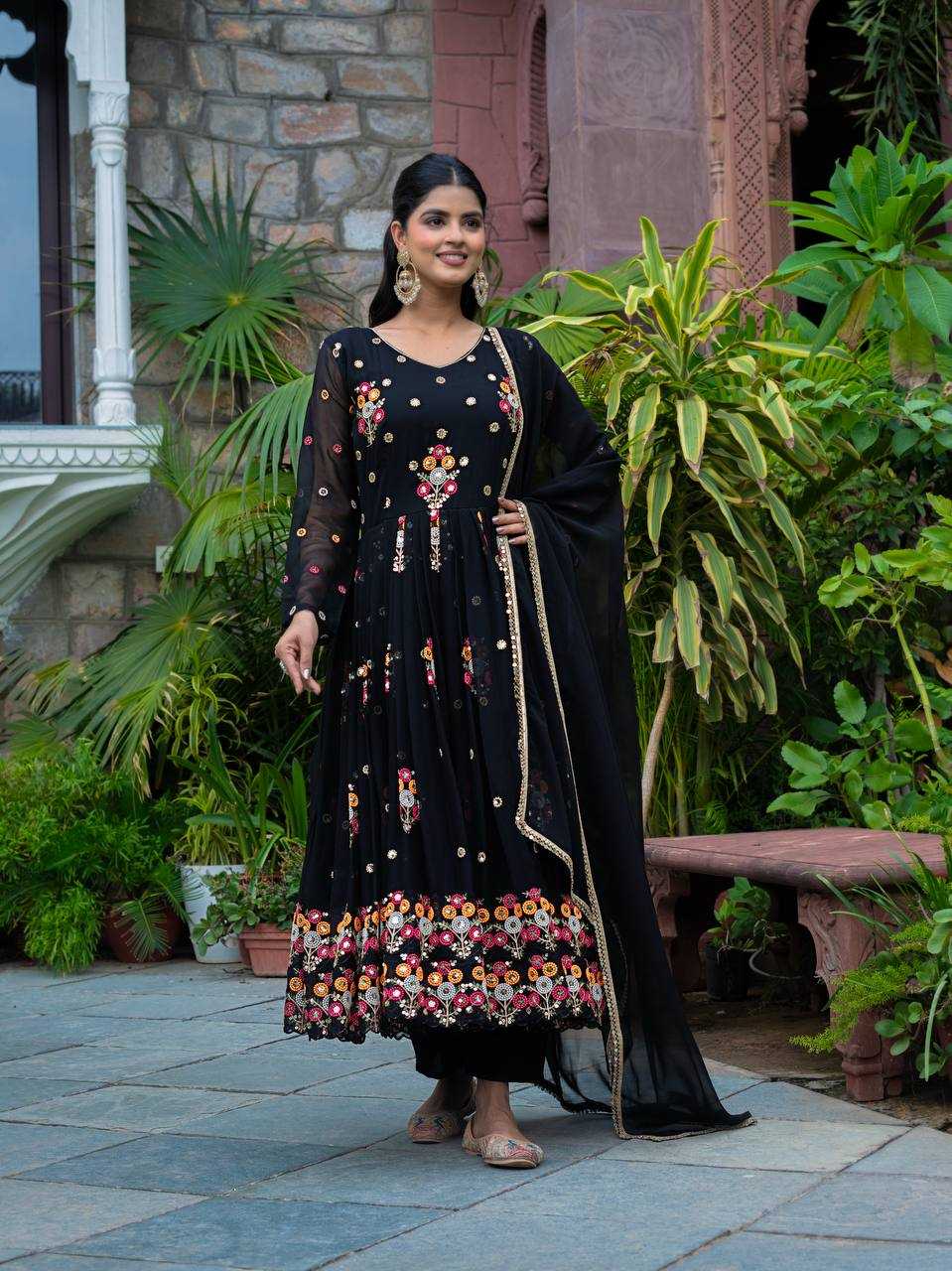 Ynf Faux Georgette KESH499 016 Gowns Wholesale Printed Gowns Embroidery Gowns Designer Gowns Manufacturer