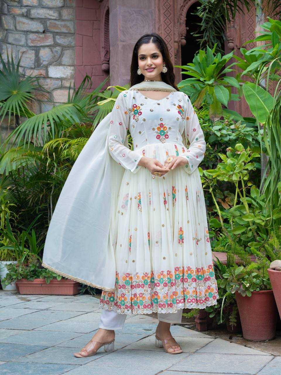 Ynf Faux Georgette KESH499 016 Gowns Wholesale Printed Gowns Embroidery Gowns Designer Gowns Manufacturer
