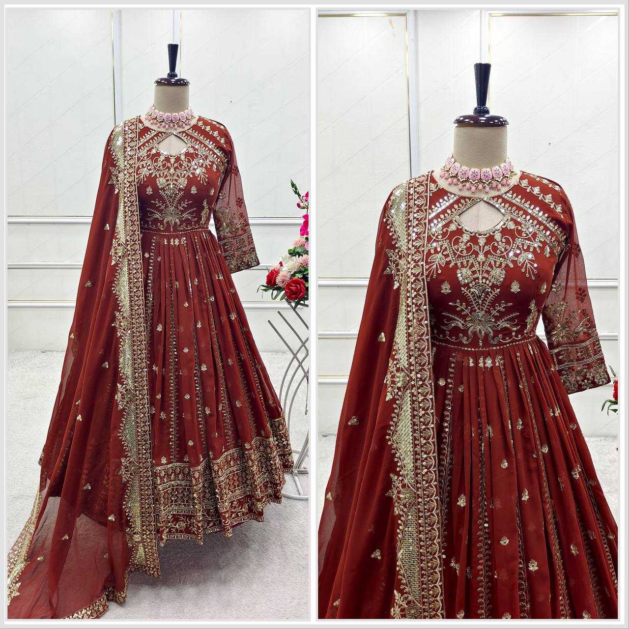Ynf Faux Georgette KESH506 8028 Gowns Wholesale Fancy Gowns Embroidery Gowns Designer Gowns Manufacturer