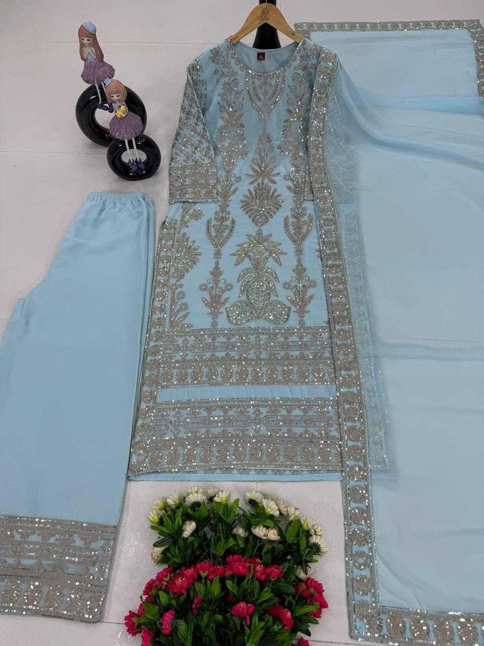 Ynf Faux Georgette KESH512 1669 Suits & Dresses Wholesale Ladies Suits Sharara Salwar Suits Embroidery Suits Manufacturer