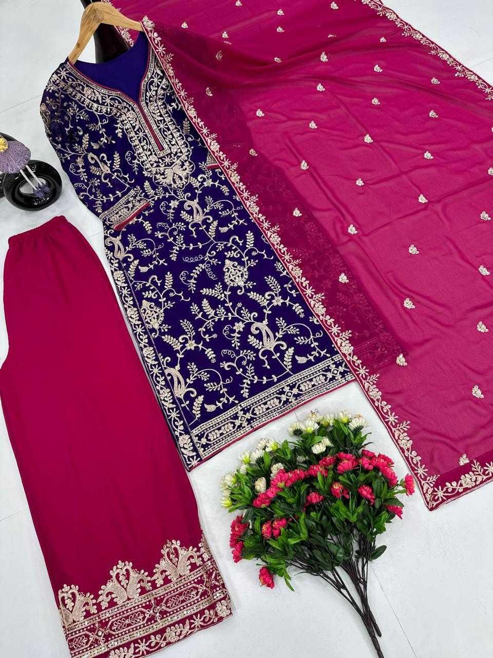 Ynf Faux Georgette KESH512 1687 Suits & Dresses Wholesale Ladies Suits Embroidery Suits Palazzo Suit Manufacturer