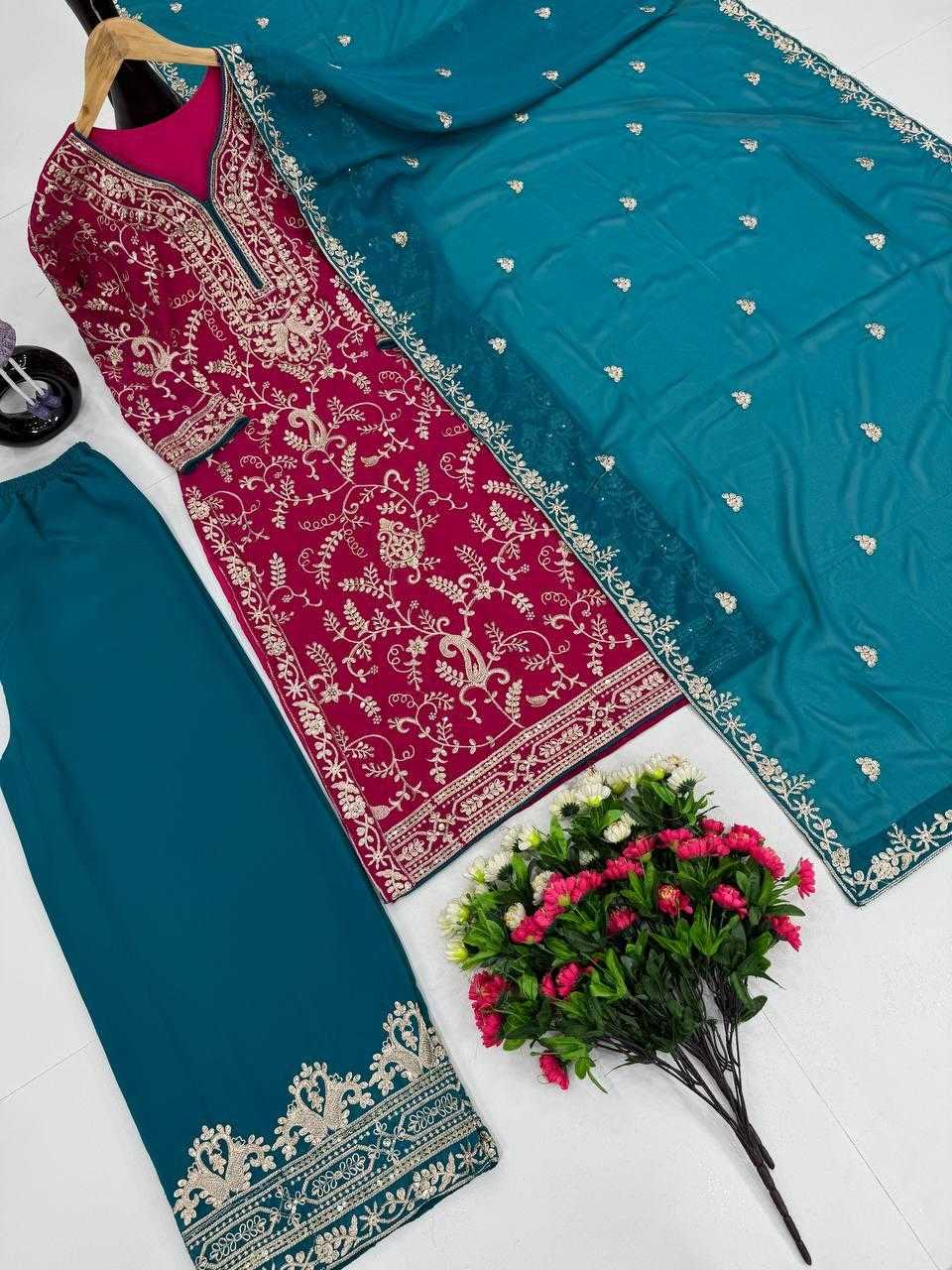 Ynf Faux Georgette KESH512 1687 Suits & Dresses Wholesale Ladies Suits Embroidery Suits Palazzo Suit Manufacturer