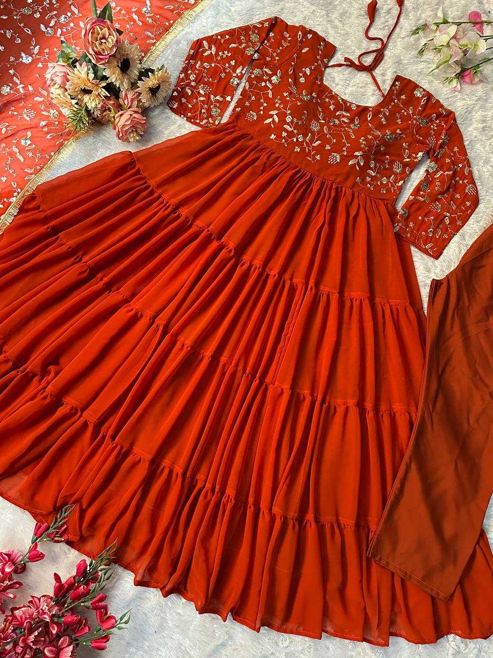 Ynf Faux Georgette KESH523 243 Gowns Wholesale Fancy Gowns Embroidery Gowns Designer Gowns Manufacturer