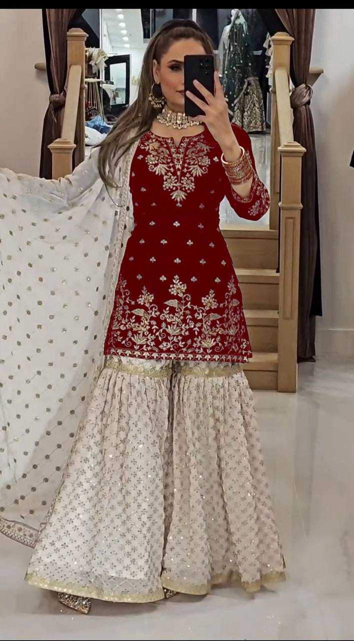 Ynf Faux Georgette KESH523 264 Suits & Dresses Wedding Collections Festive Collections Wholesale Georgette Suit Designer Suits Embroidered Suits Manufacturer