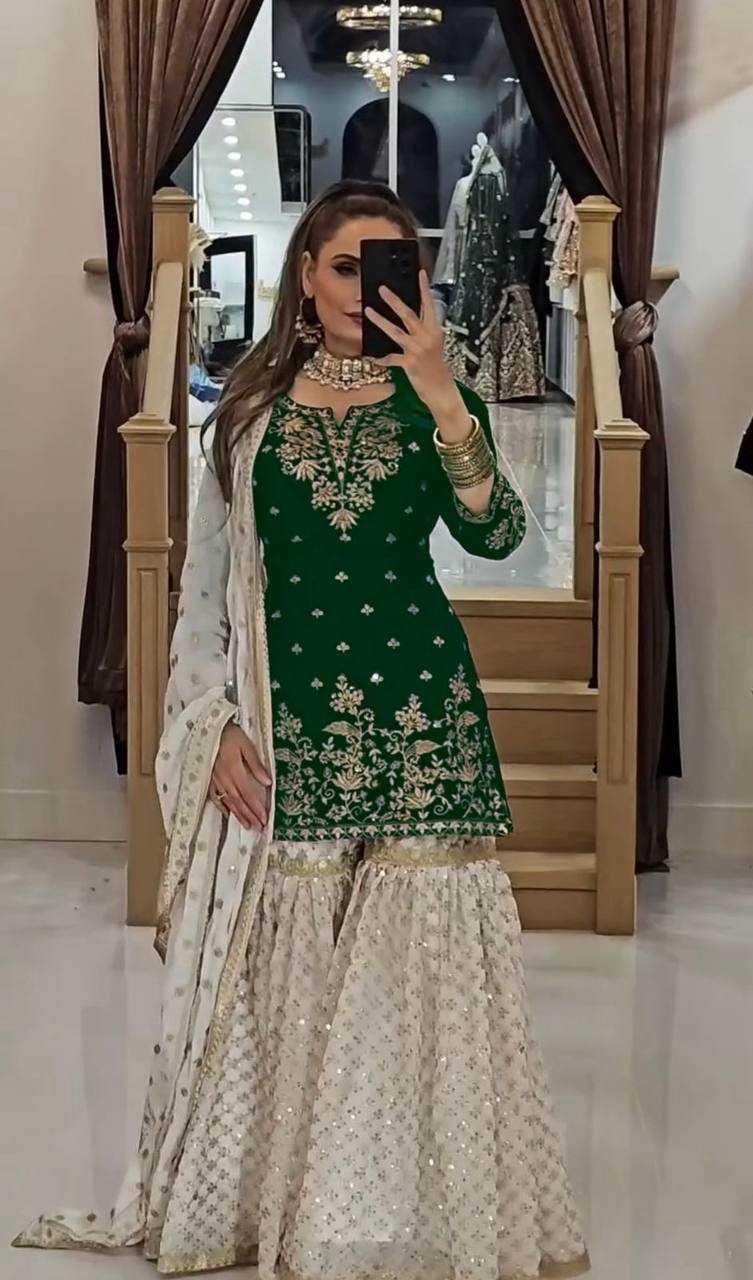 Ynf Faux Georgette KESH523 264 Suits & Dresses Wedding Collections Festive Collections Wholesale Georgette Suit Designer Suits Embroidered Suits Manufacturer