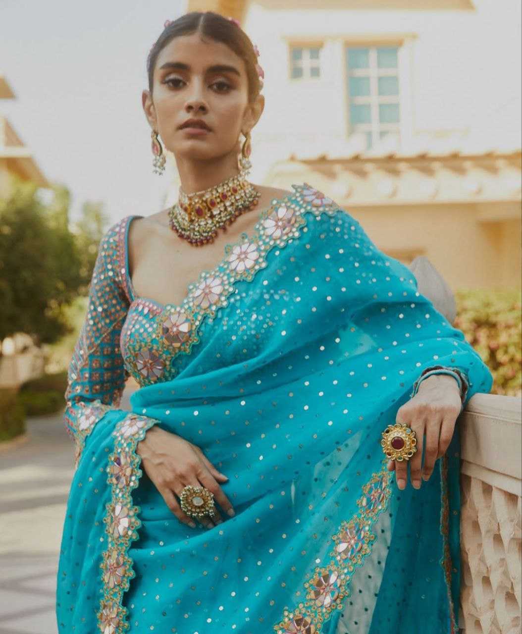 Ynf Faux Georgette KESH524 3453 Sarees Wholesale Designer Sarees Fancy Sarees Embroidered Sarees Manufacturer