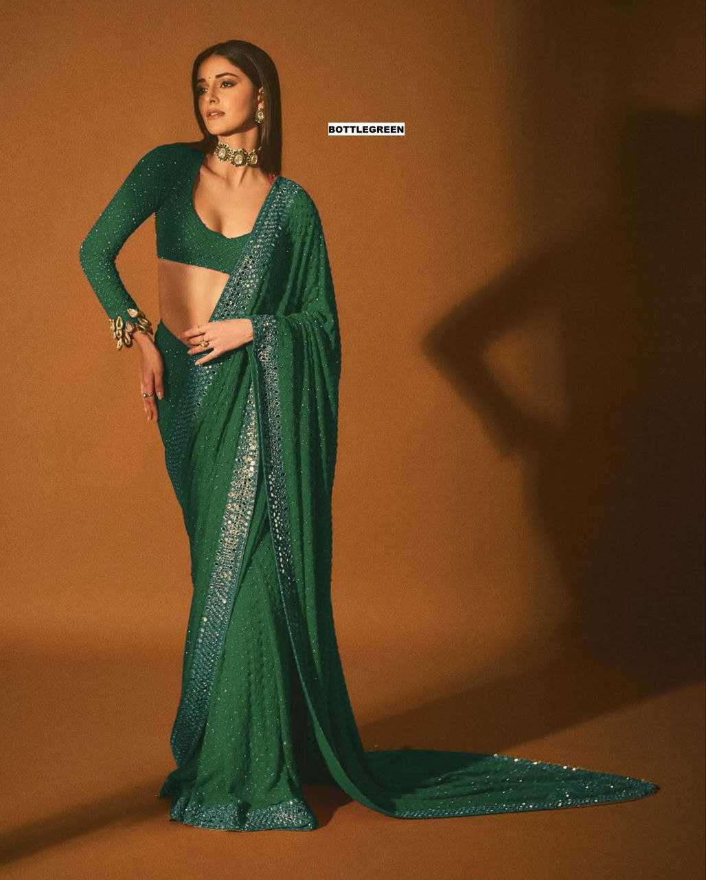 Ynf Faux Georgette KESH524 3465 Sarees Wholesale Embroidered Sarees Zari Border Sarees Manufacturer