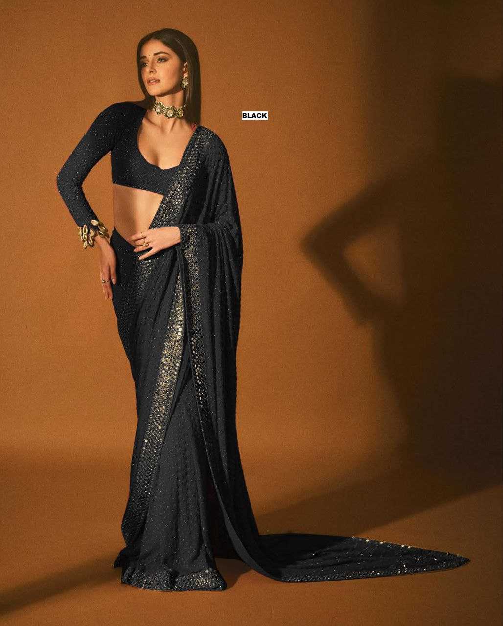 Ynf Faux Georgette KESH524 3465 Sarees Wholesale Embroidered Sarees Zari Border Sarees Manufacturer