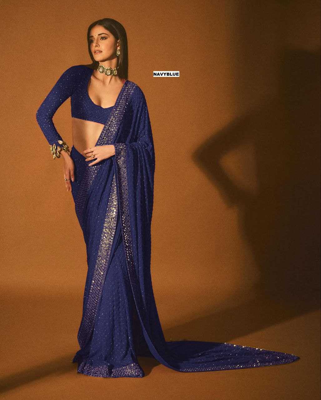 Ynf Faux Georgette KESH524 3465 Sarees Wholesale Embroidered Sarees Zari Border Sarees Manufacturer