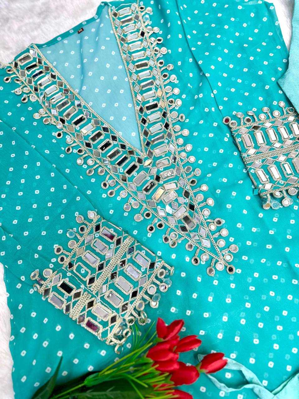 Ynf Faux Georgette KESH531 1037 Kurti Wholesale Casual Kurtis Festive Kurtis Mirror Work Kurti Embroidered Kurtis Manufacturer