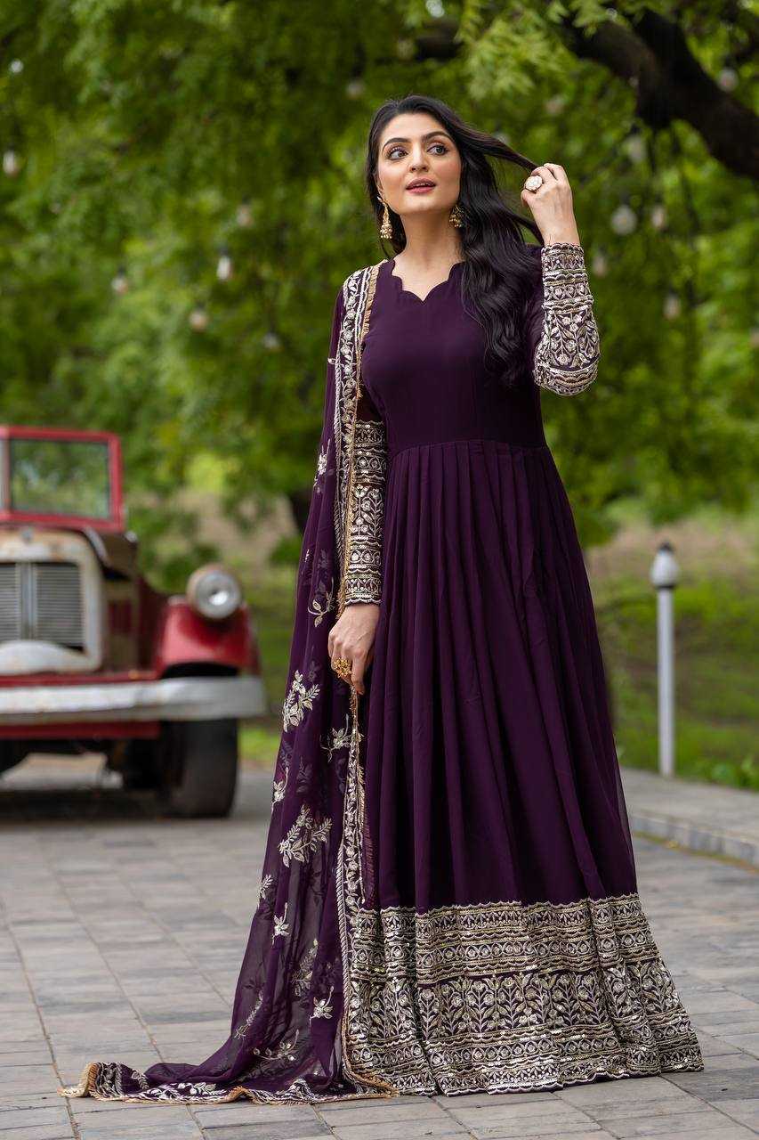 Ynf Faux Georgette KESH533 5086 Gowns Wholesale Anarkali Gown Party Gowns Long Gowns Embroidered Gown Lace Gowns Manufacturer