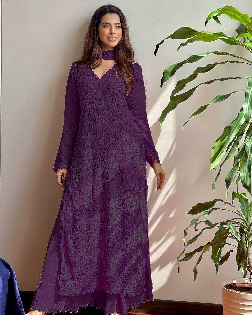 Ynf Faux Georgette RIN110 170 Suits & Dresses Wedding Collections Festive Collections Wholesale Embroidery Suits Palazzo Suit Georgette Suit Manufacturer