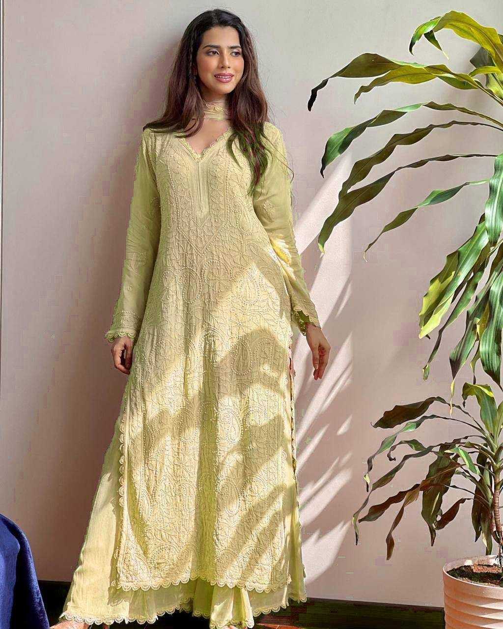 Ynf Faux Georgette RIN110 170 Suits & Dresses Wedding Collections Festive Collections Wholesale Embroidery Suits Palazzo Suit Georgette Suit Manufacturer