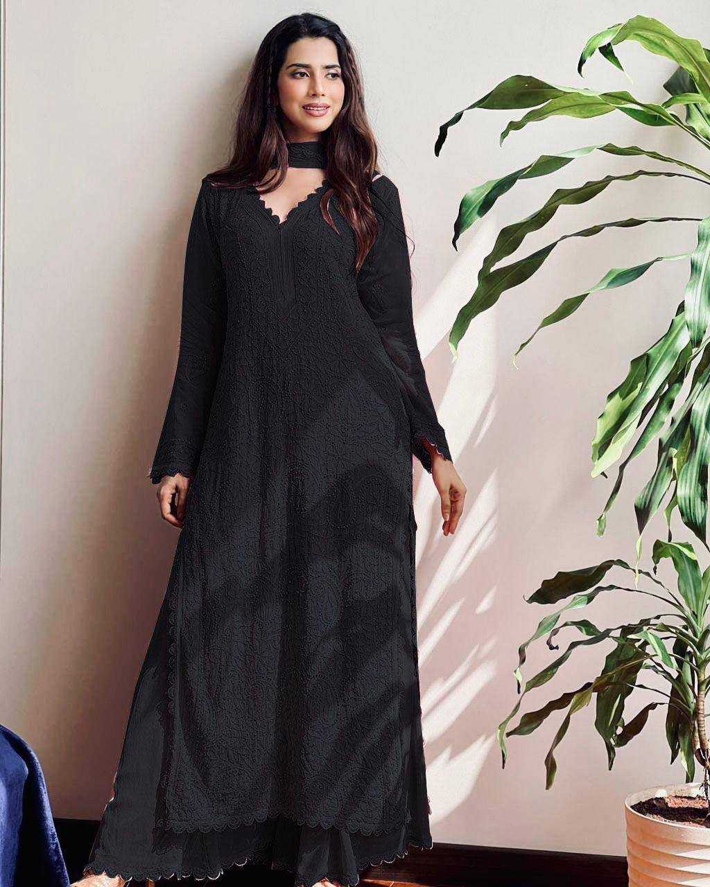 Ynf Faux Georgette RIN110 170 Suits & Dresses Wedding Collections Festive Collections Wholesale Embroidery Suits Palazzo Suit Georgette Suit Manufacturer